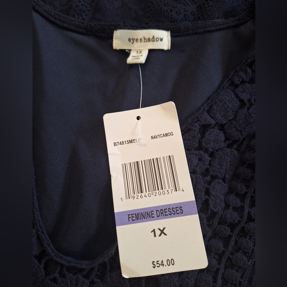 Eyeshadow Elegant Navy Lace Dress 1X NWT *U - Picture 4 of 5